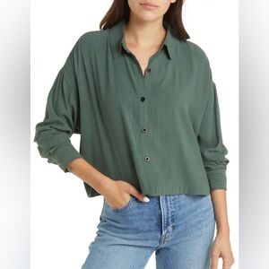 Madewell Lusterweave Hartfield Forest Green Collared Shirt
